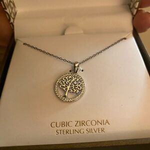 Giani Bernini Silver Tree Necklace with Cubic Zirconia